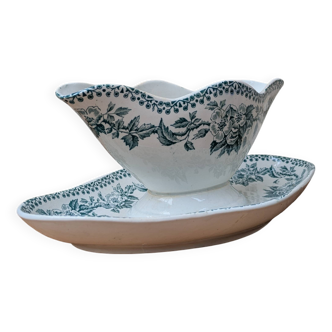 Old sauce boat on fixed frame Guadeloupe Saint Amand ceramic model