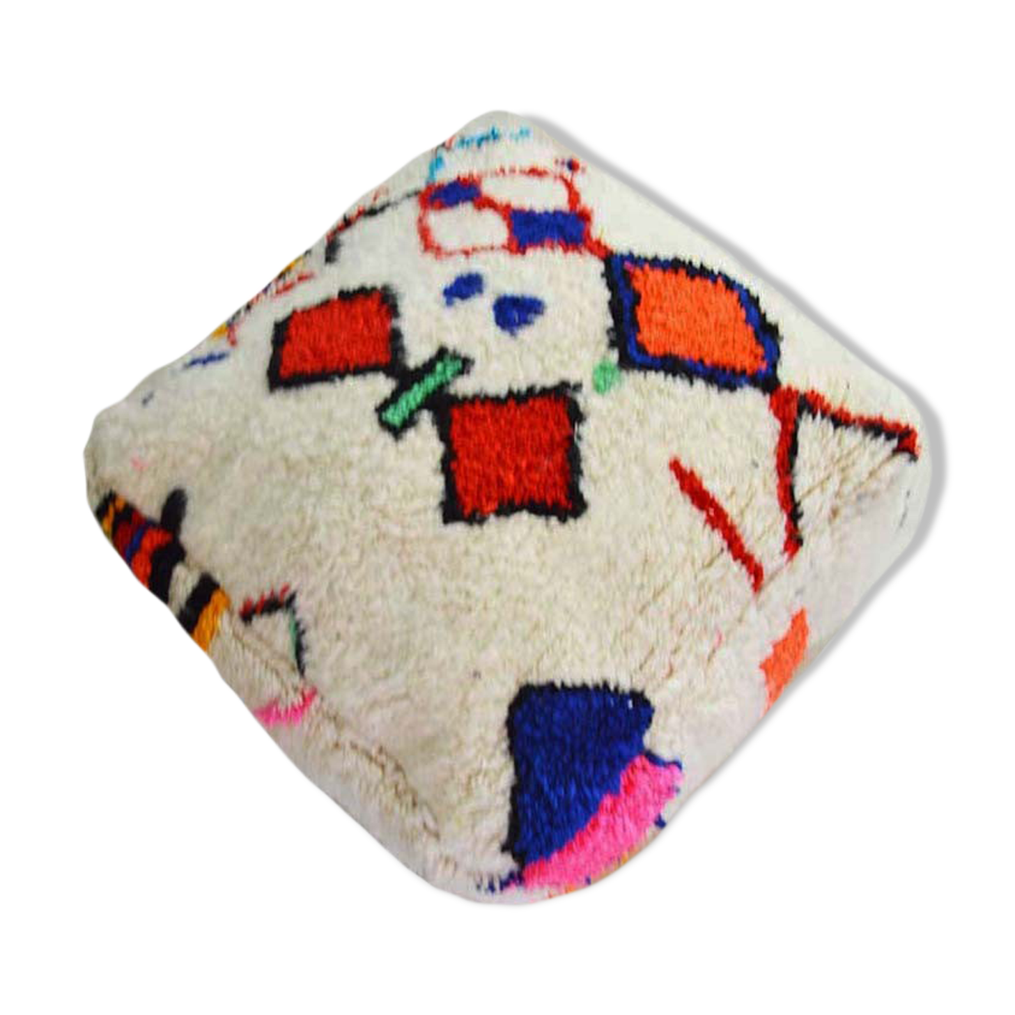 Colorful berber beery poufs azilal 60 x 60 x 20 cm