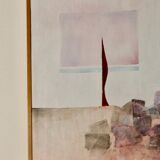 Swedish vintage oil on canvas painting" abstract composition with geometric elements" by bengt ander