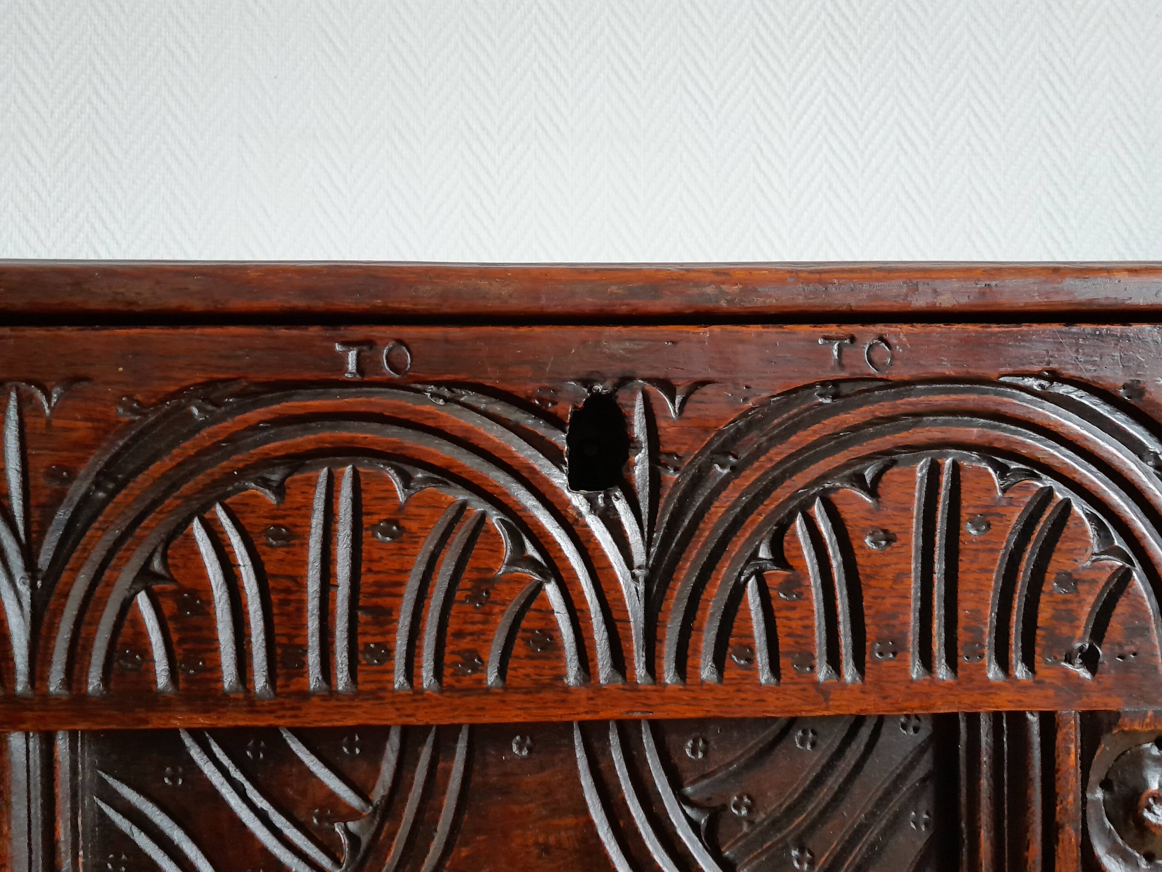 19th-century oak castle chest