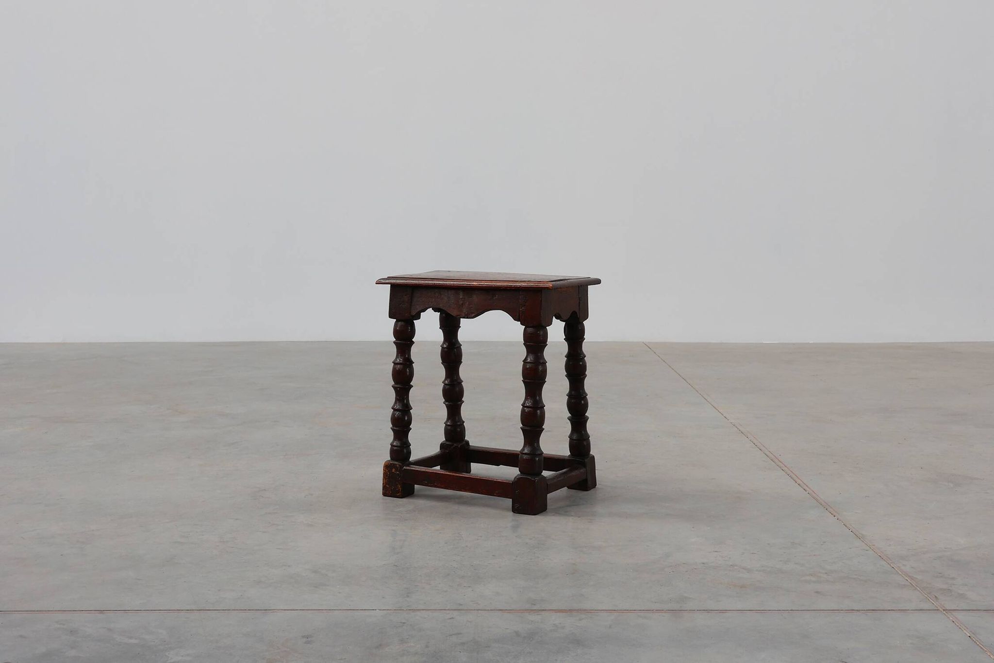 19th Century oak rectangular joint stool or table with turned legs, France