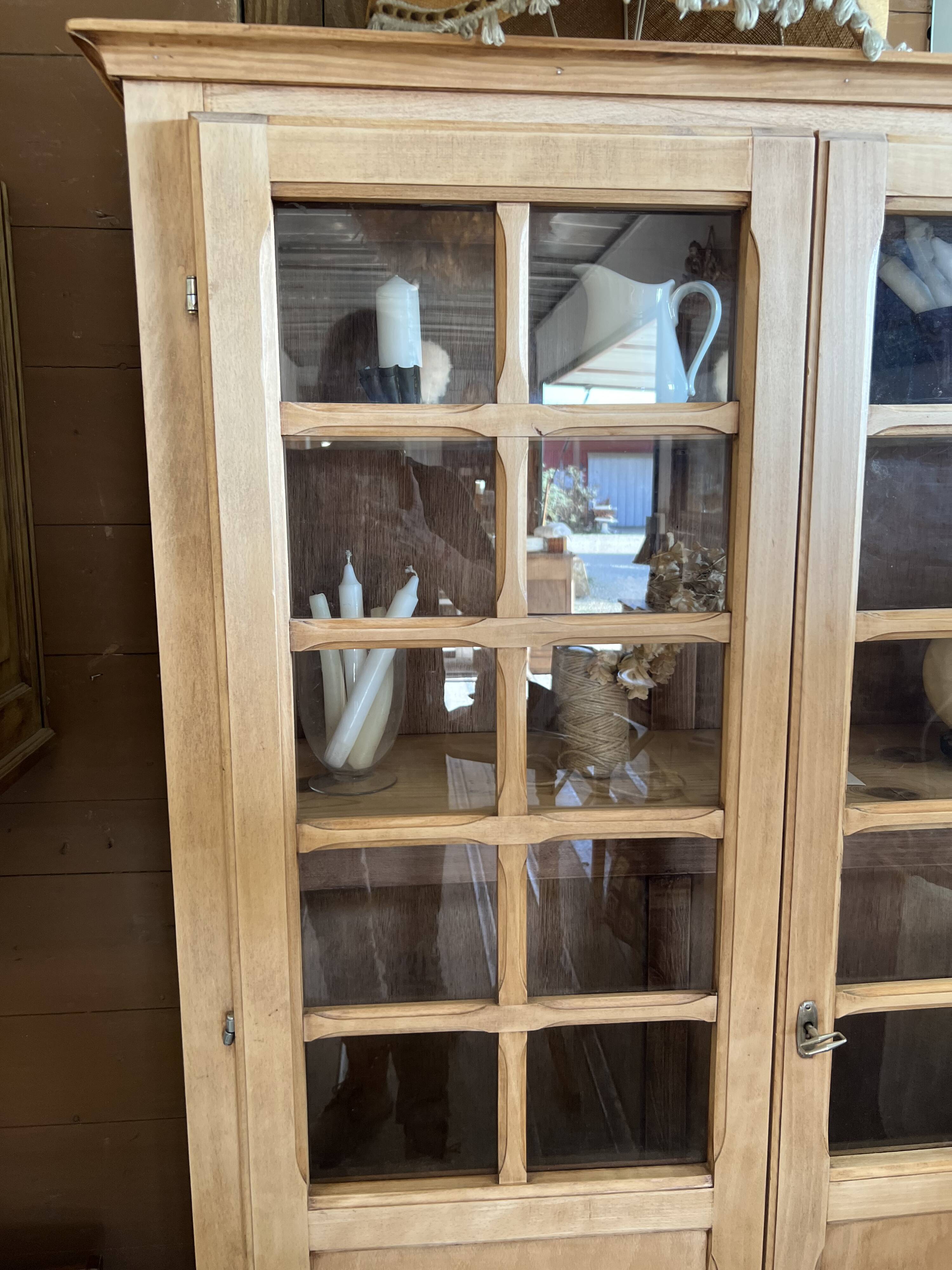 Small raw wood display cabinet