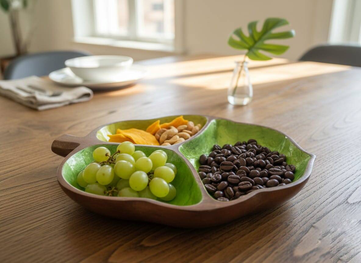 Solid Wood Appetizer Tray with 3 Compartments