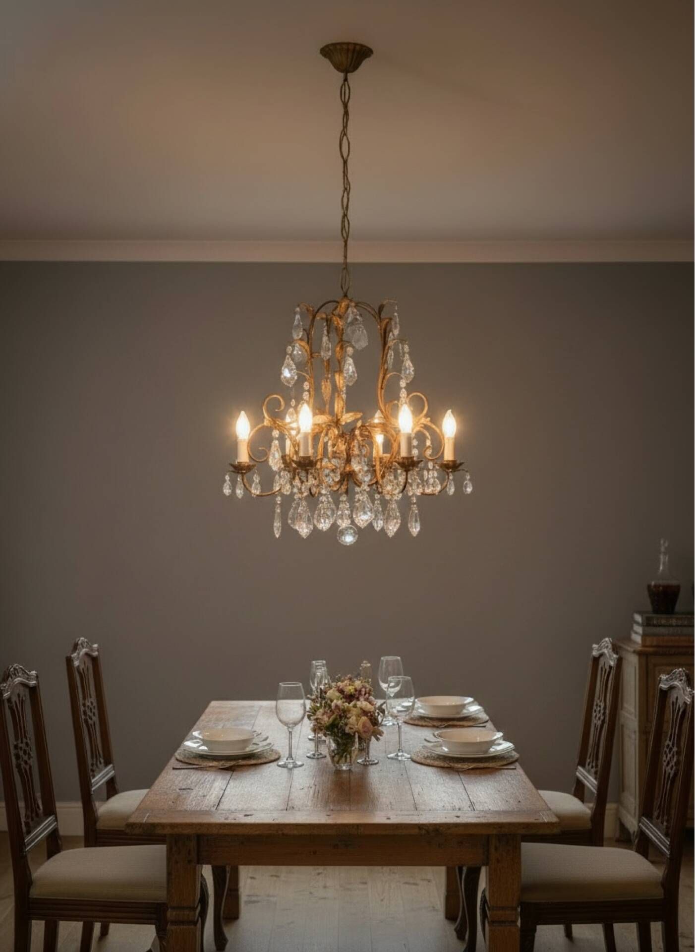 Vintage Italian Florentine Gold Gilt Tole Chandelier 1950’s 