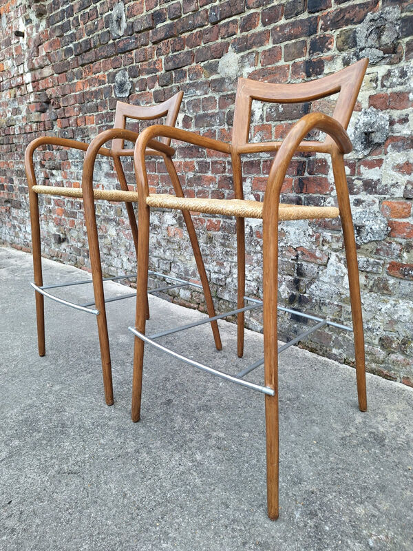 Val Padilla pour Jasper Conran chaises hautes Manilla vintage, siège