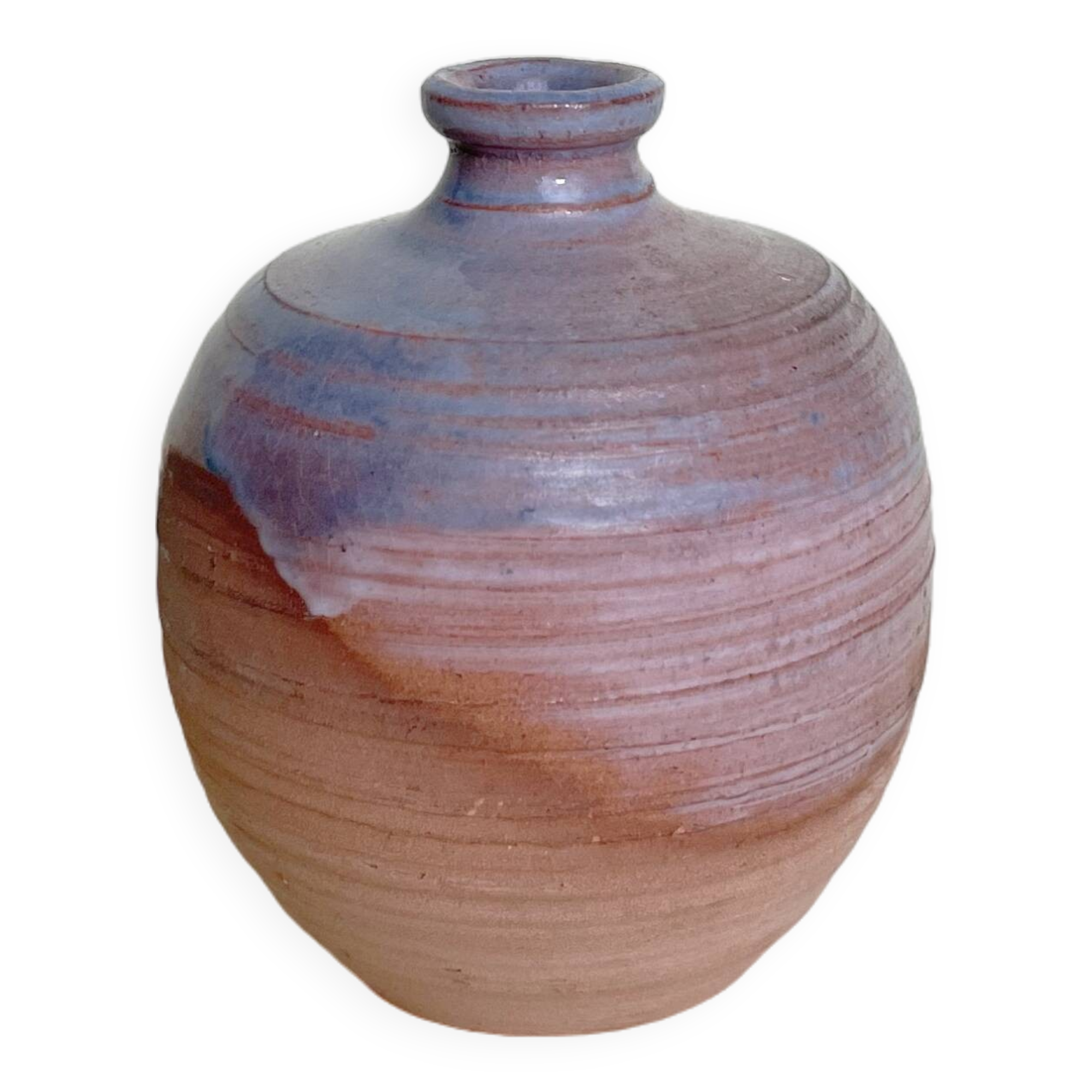 Mini Soliflore in Blue and Pink Enameled Stoneware