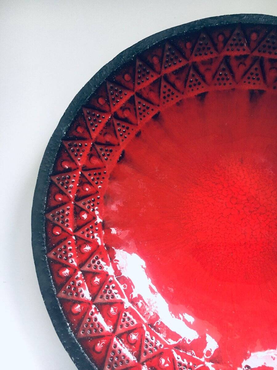 Brutalist Design Art Ceramic Bowl by Jan Nolf, Perignem, Belgium, 1950s