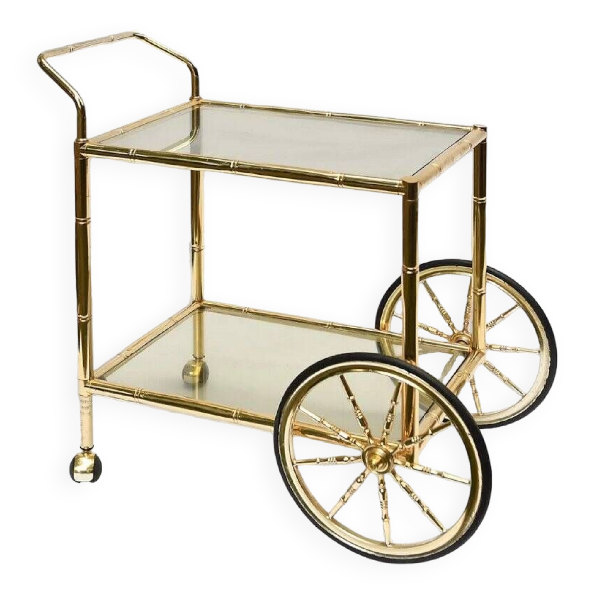 Vintage bamboo style trolley on wheels