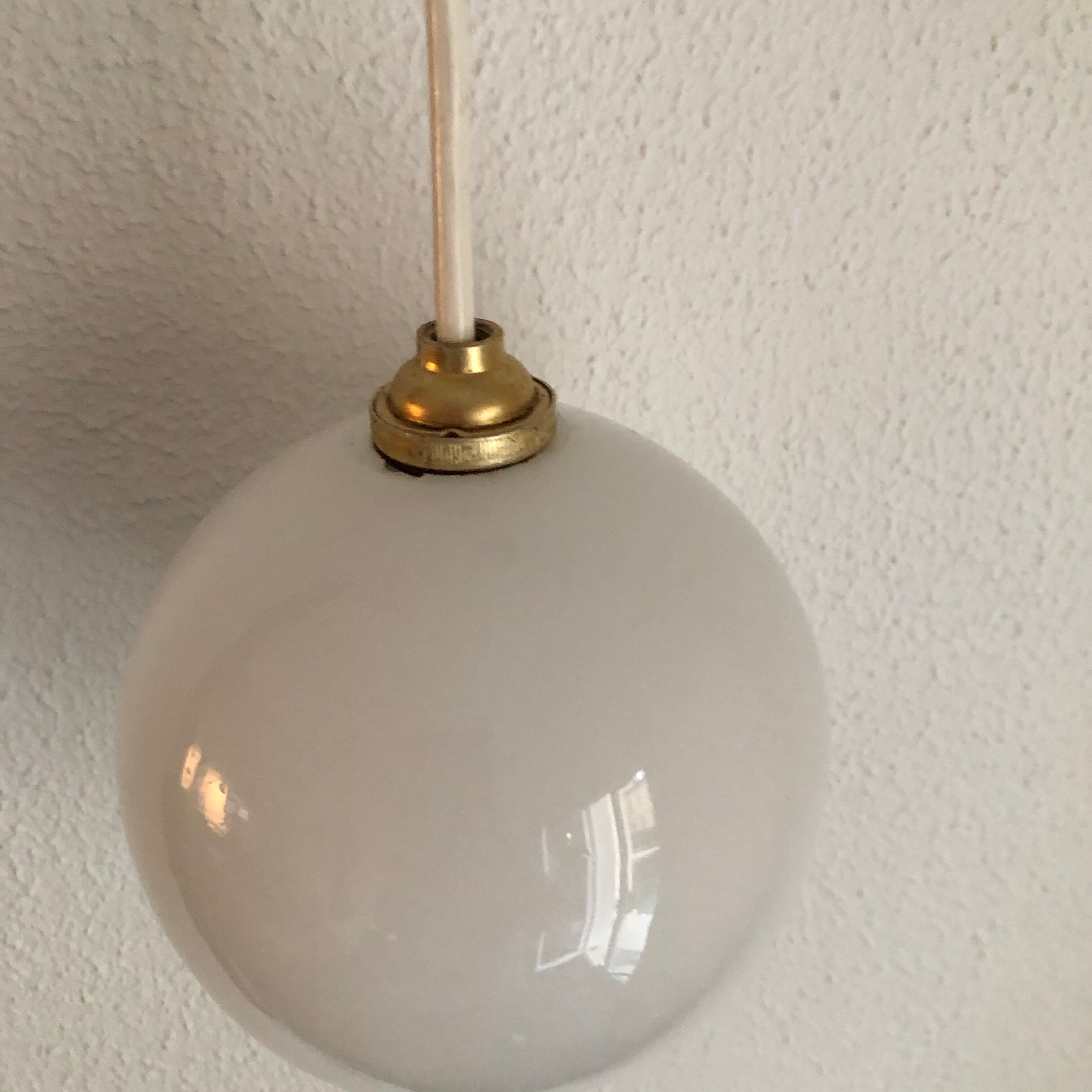 Suspension vintage 1950 opaline blanc - 60 cm