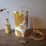 Suspension, nomadic fabric lampshade in vintage yellow floral.