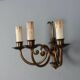 Antique wall sconces in gilded bronze, 3 lights, Italy, 20th century.