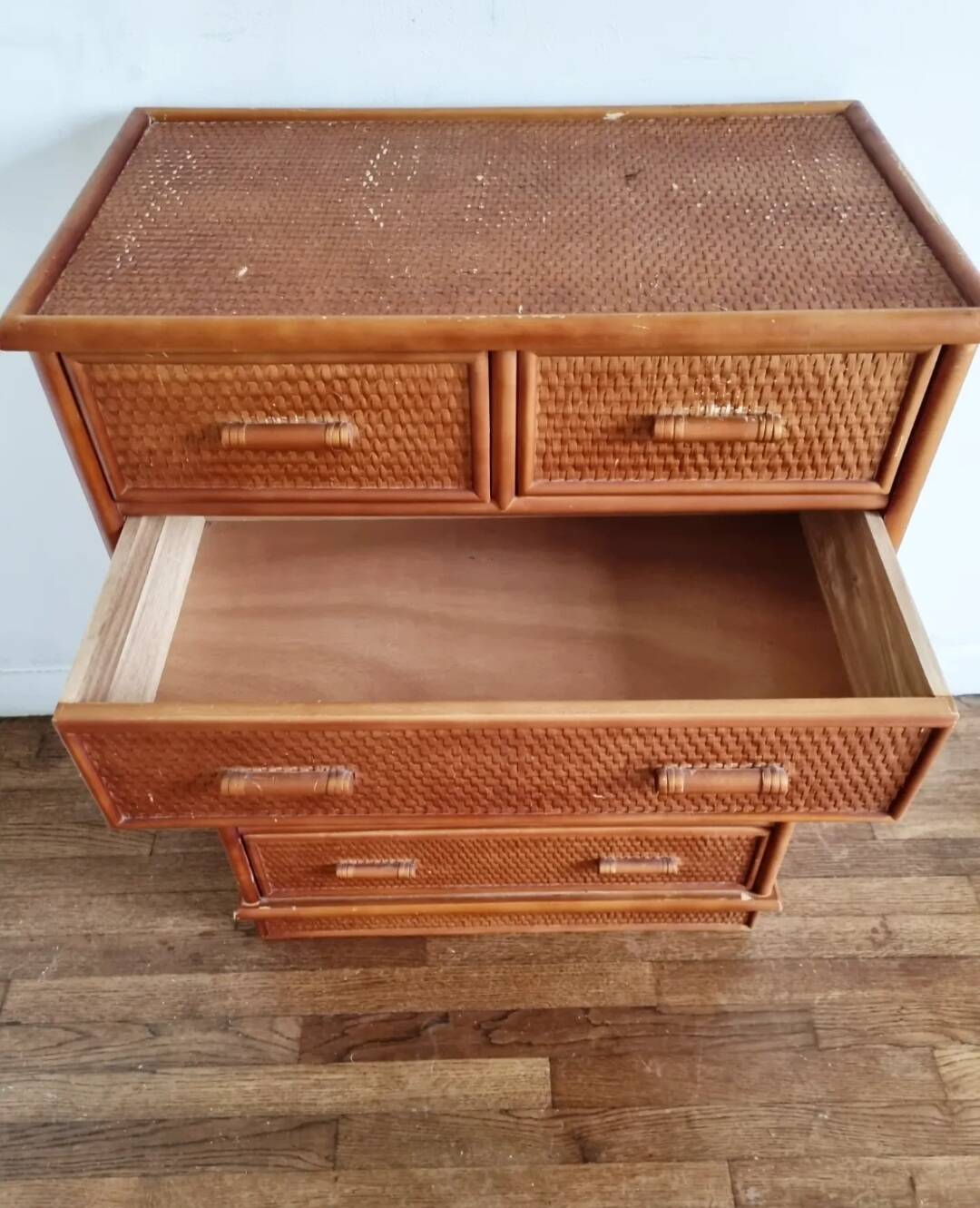 Woven Wicker Chest of Drawers