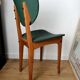 Wooden chair and green leather years -60s