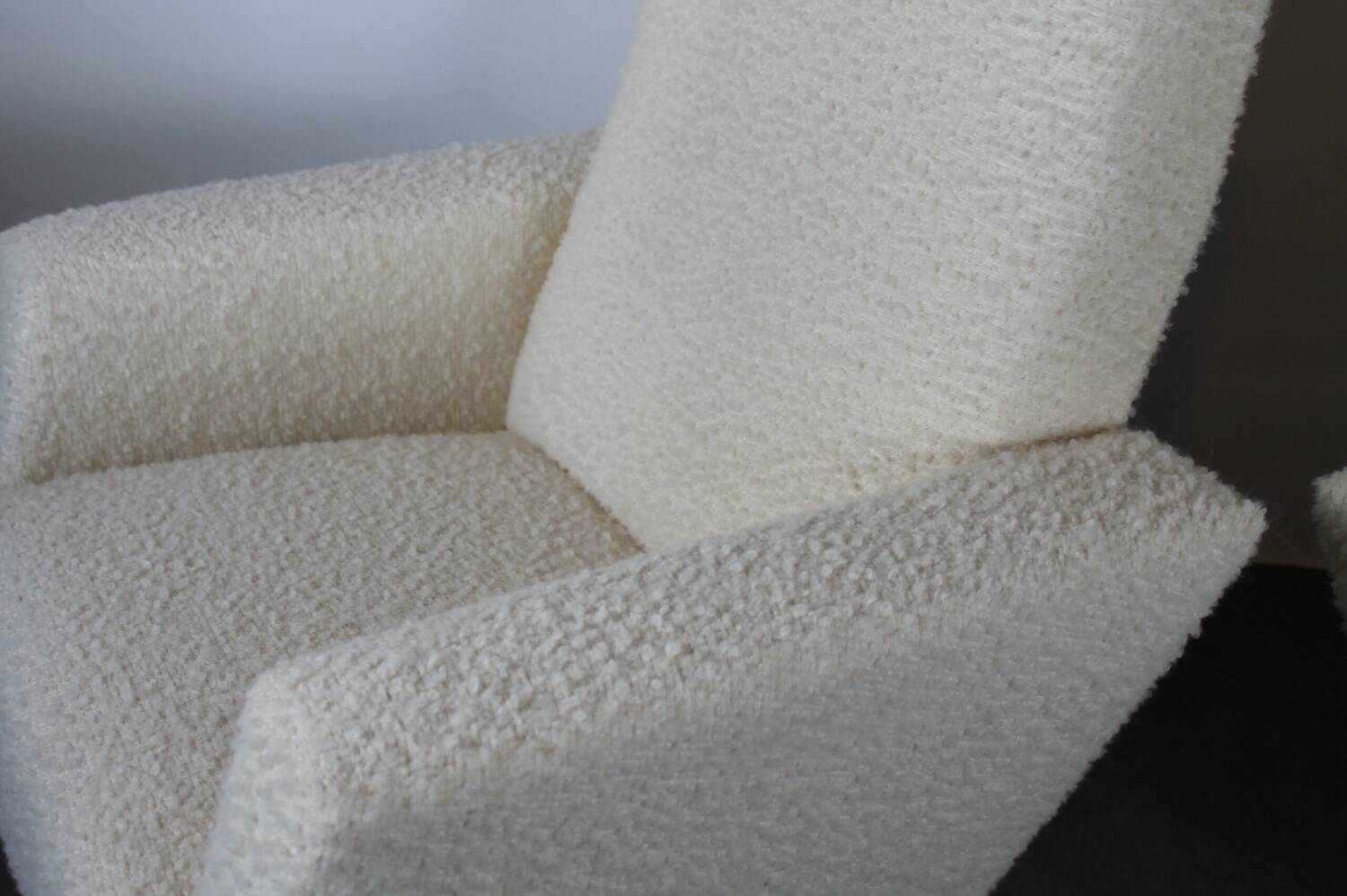 Paire de fauteuils 1960 bouclettes laine