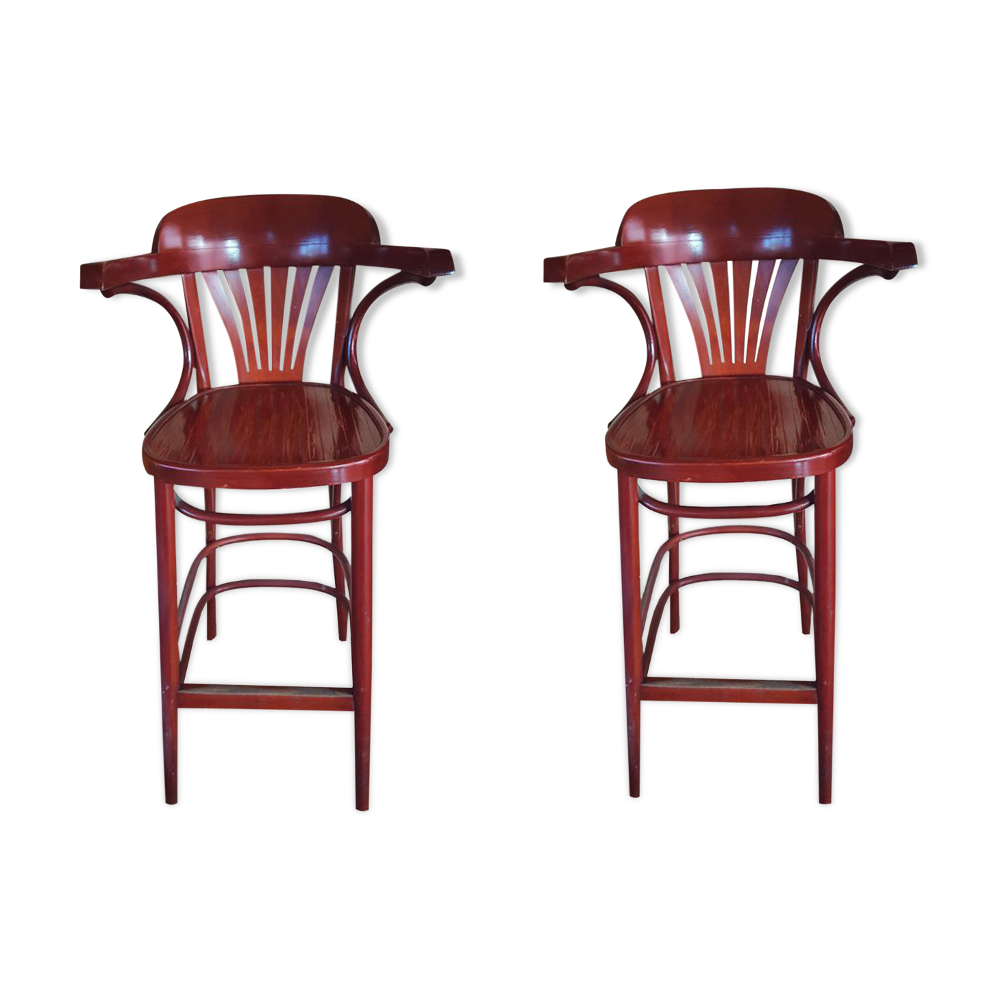 Set of 2 bar stools with backrest