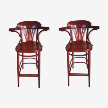 Set of 2 bar stools with backrest