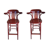 Set of 2 bar stools with backrest