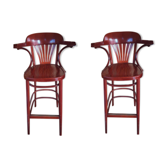 Set of 2 bar stools with backrest