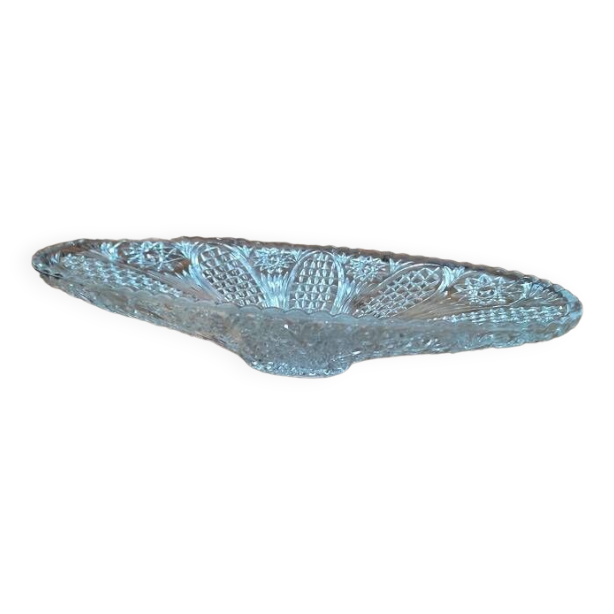 Fruit bowl display faceted star dish chiseled molded crystal