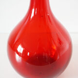 Italian red blown glass bottle EMPOLI