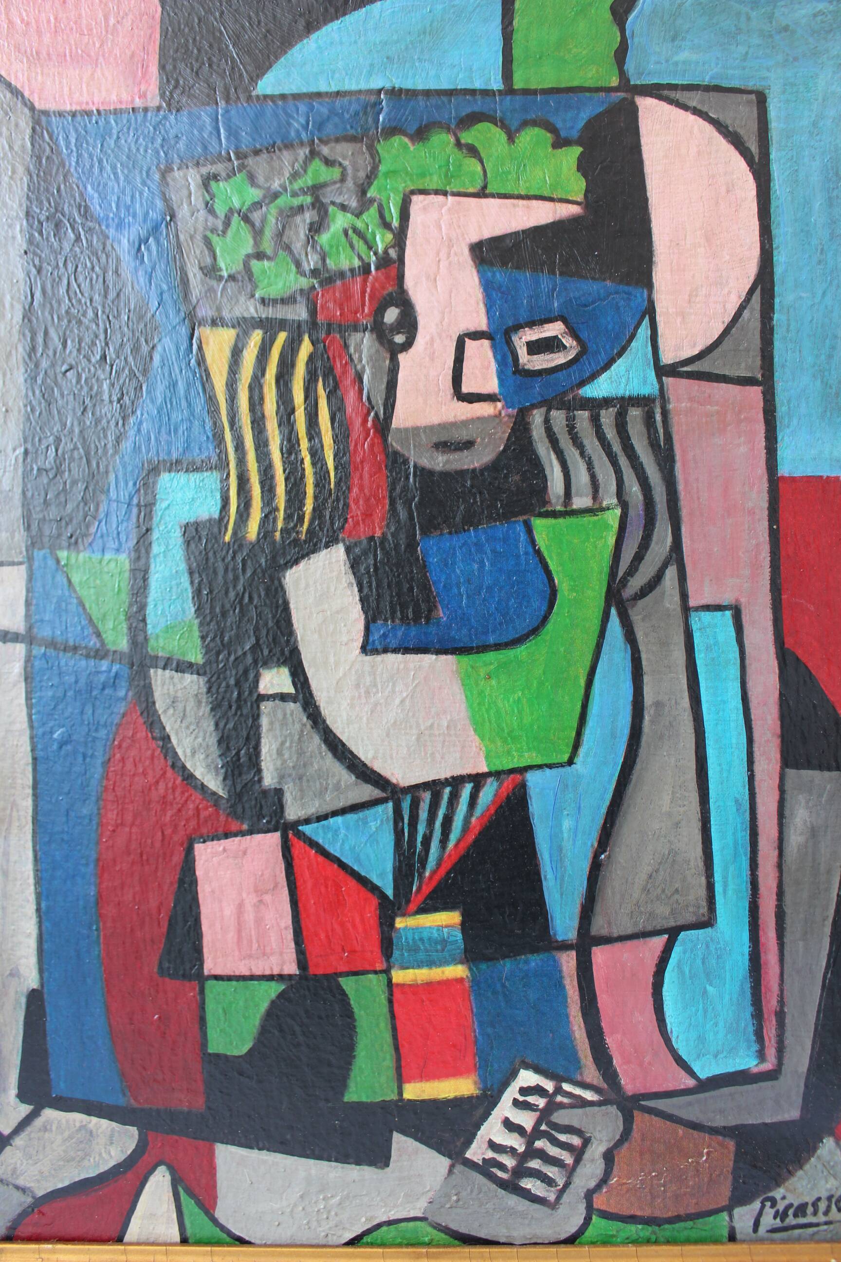 Tableau de la période bleue – Portrait de femme, d'après Pablo Picasso