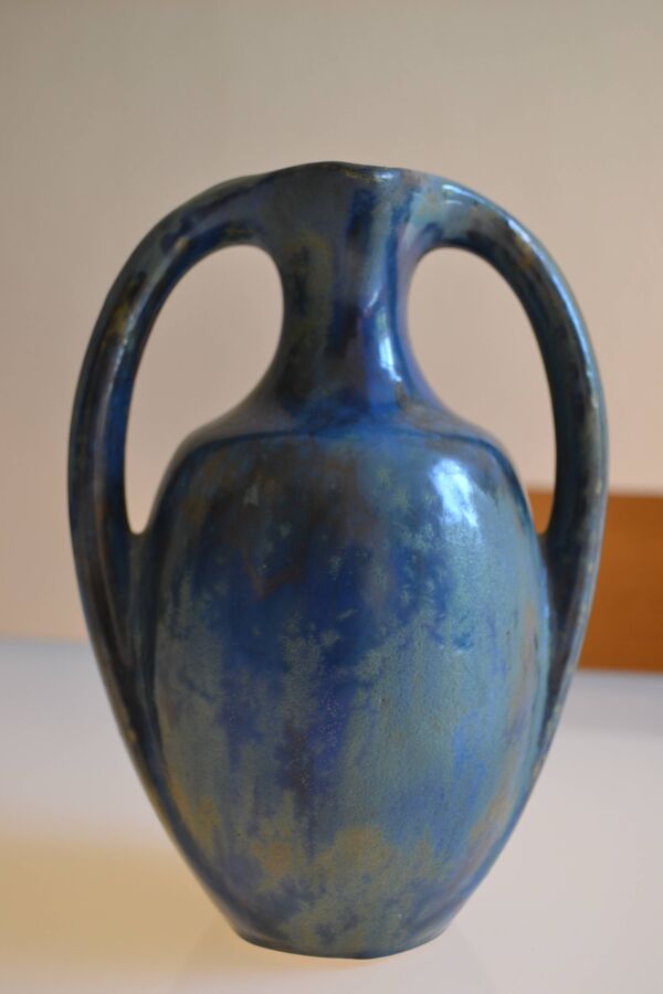 Vase amphore en grès de Pierrefonds irisé Art déco 1930 signé
