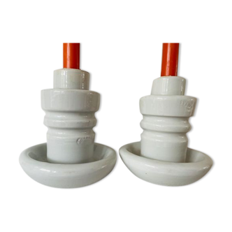 Set of 2 porcelain candle holders