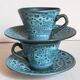 4 vintage fat lava ceramic cups