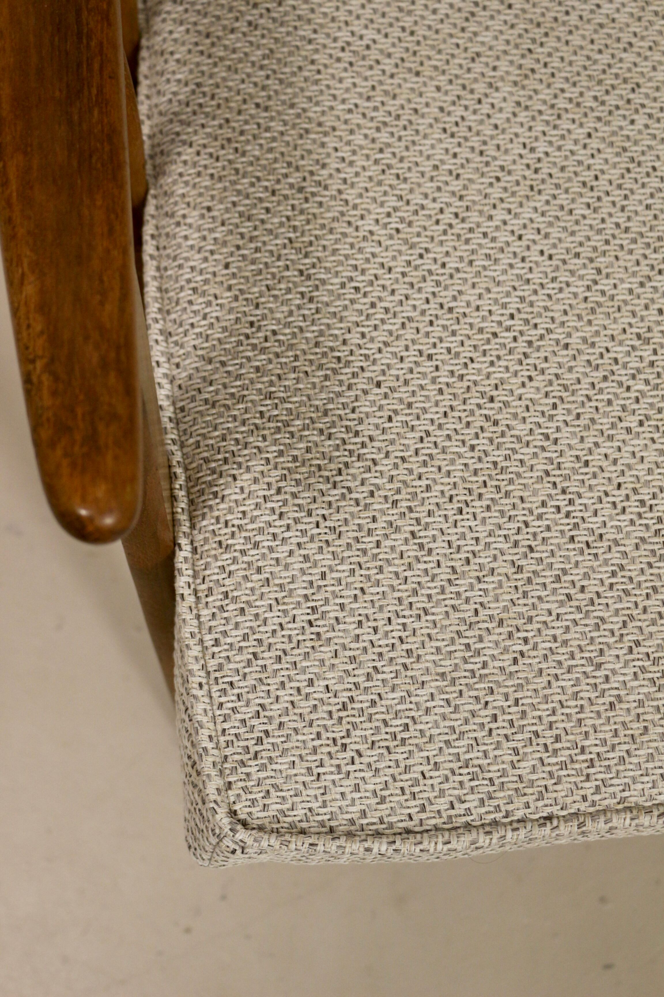Scandinavian armchair 1960 curved armrests, mottled gray fabric