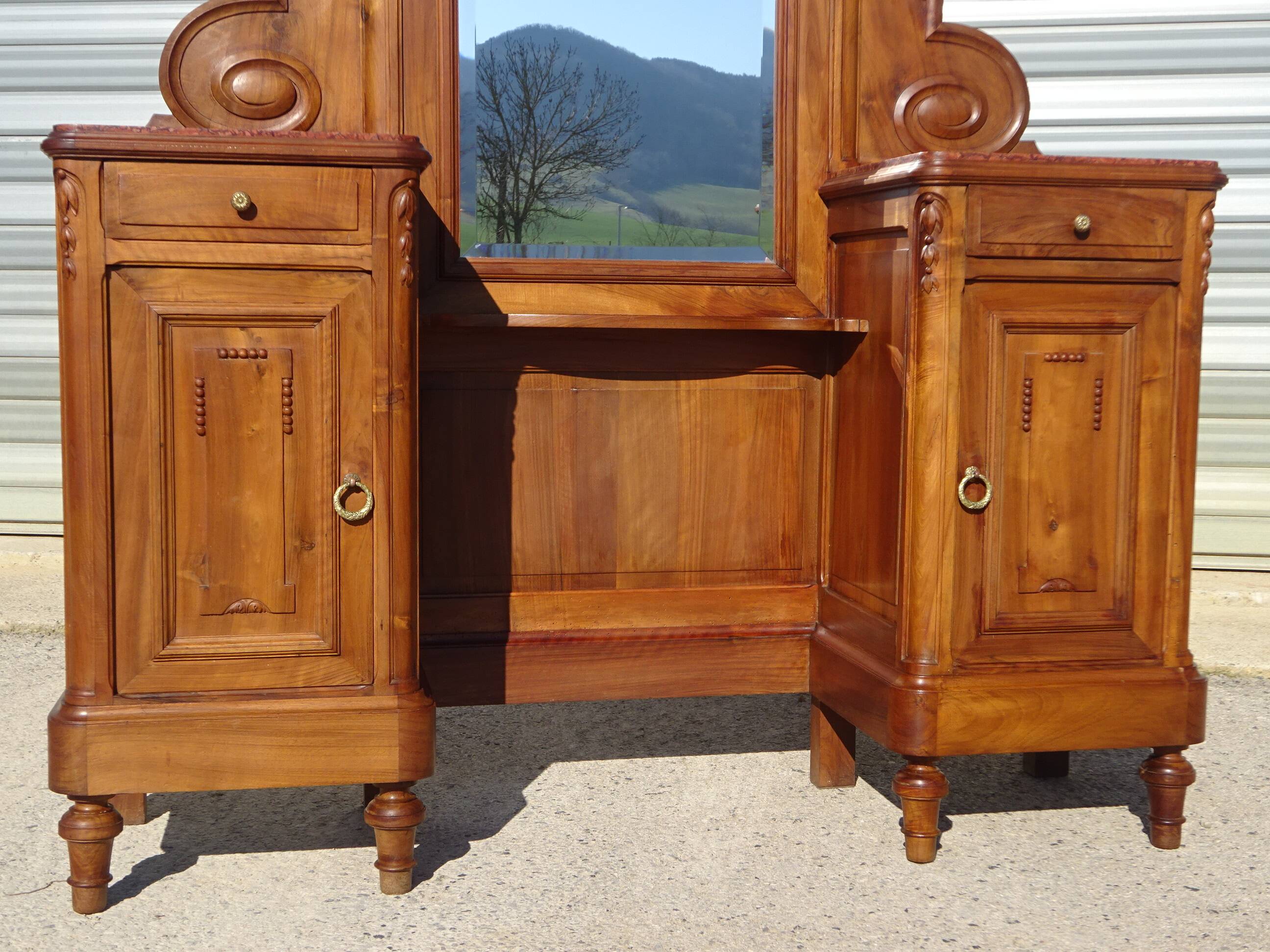Antique walnut dressing table, Louis XVI style