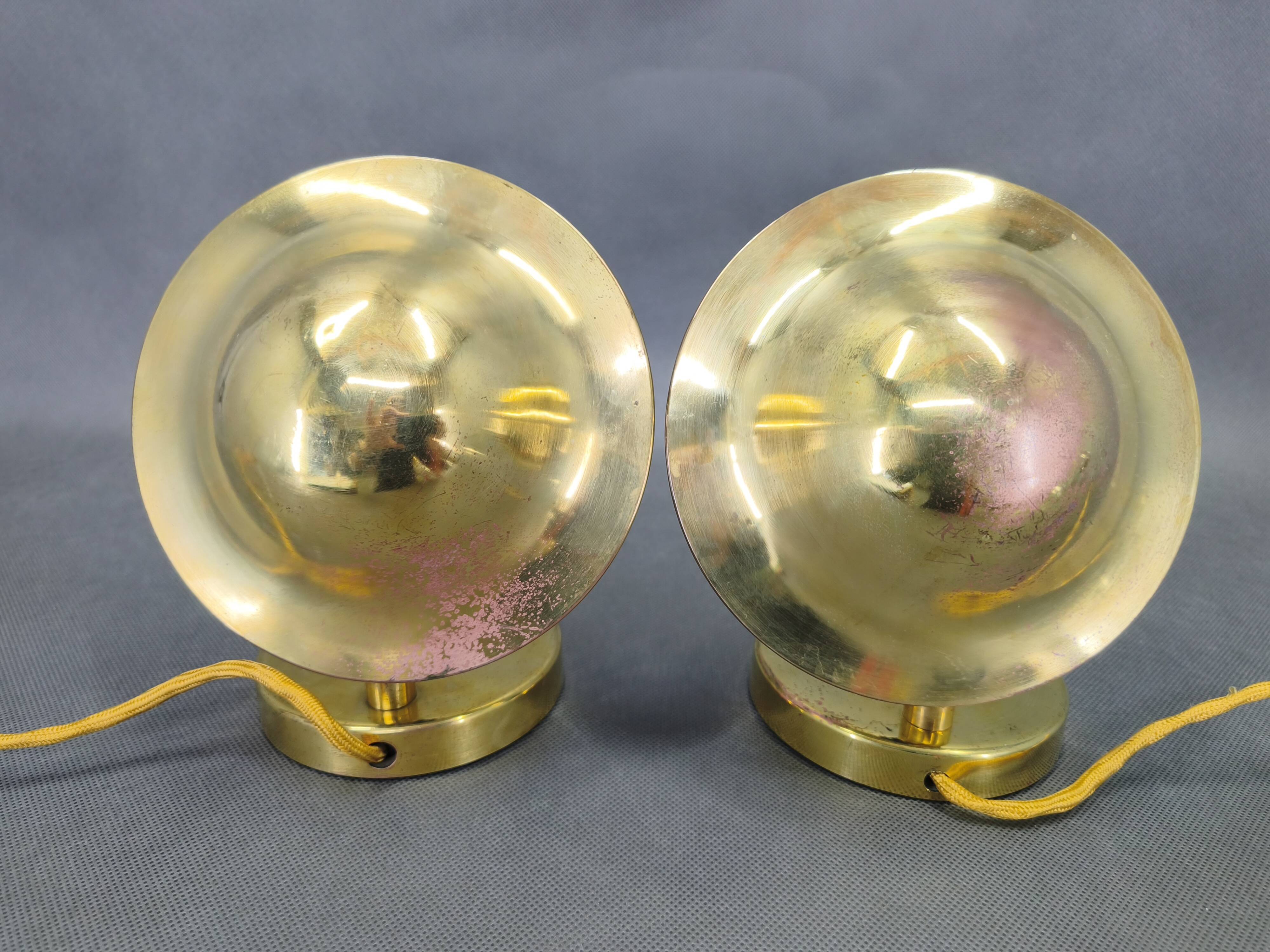 Pair of Art Deco Adjustable Brass Table Lamps, 1930s Czechoslovakia