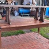 Farm table and pair of benches