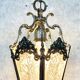 Set of lantern chandelier and double wall light — baroque style, silver metal