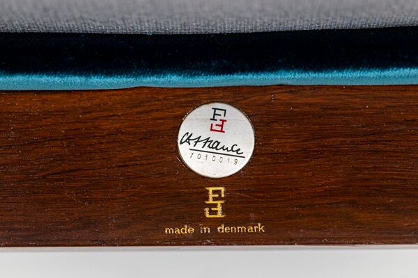 Chauffeuse danoise en palissandre et velours bleu, 1962 France & Søn