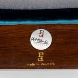 France & Søn, Danish rosewood and blue velvet heater, 1962