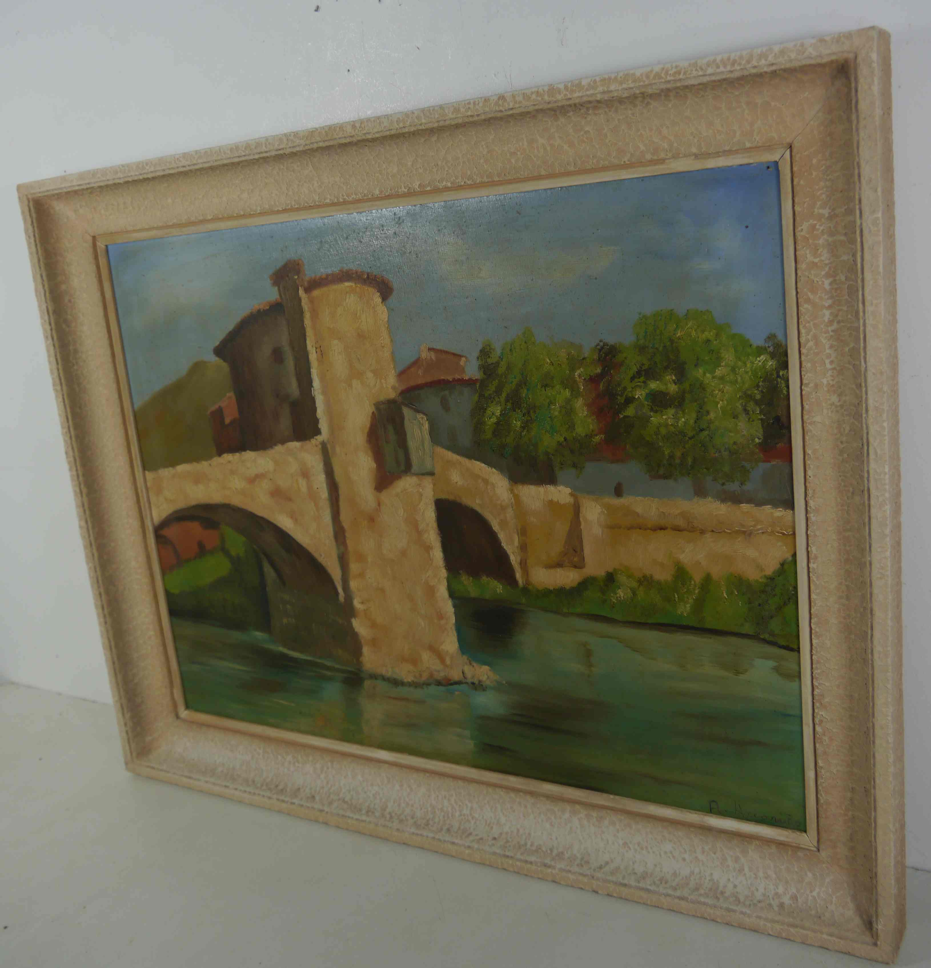 Oil painting on wood by R Accaries