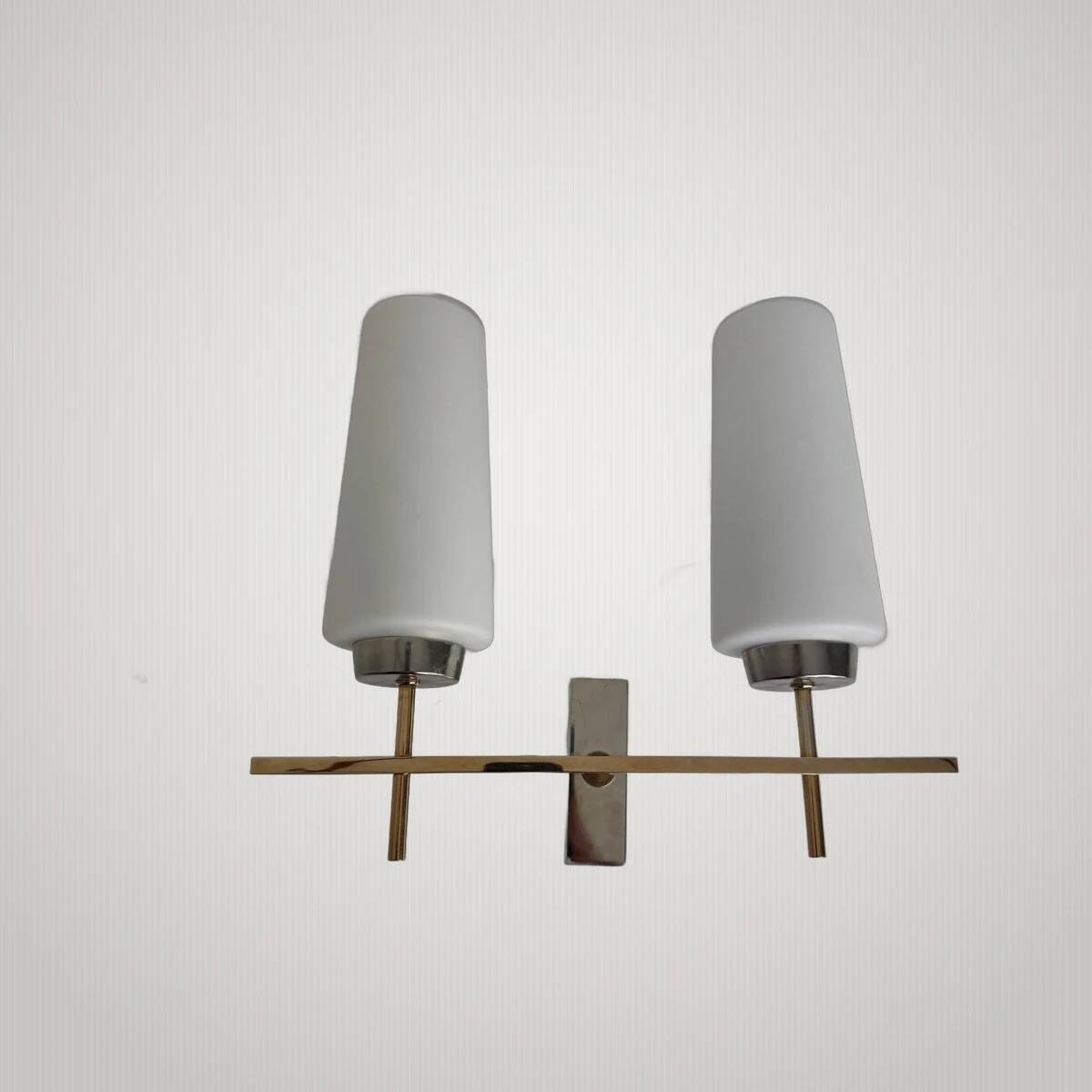 Vintage old french double wall light "maison arlus" 1950