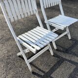 Paire de chaises vintage pliantes en bois – Années 60/70