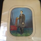 19th century pastel painting - Napoleon III blackened wood frame 40.5 x 35.5