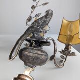Pair of wall sconces with parrots and leaves