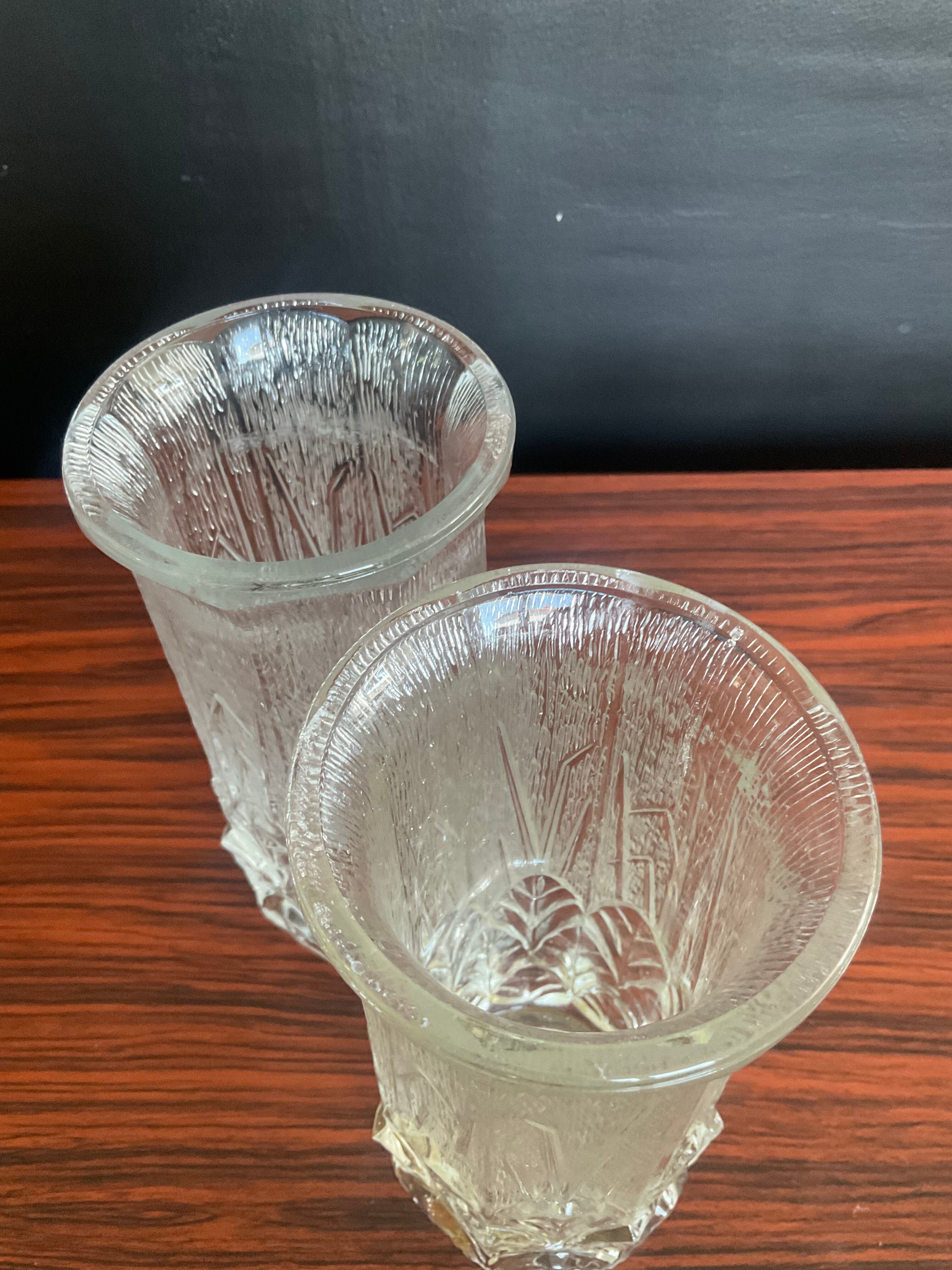 Pair of vintage pressed glass vases