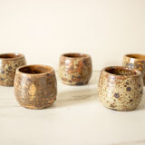5 ramekins, shells in pyrite stoneware