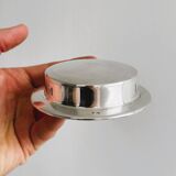 Antique butter dish in shiny metal