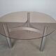 Mid-century Czechoslovak smoked glass coffee table, chrome metal, 1970s