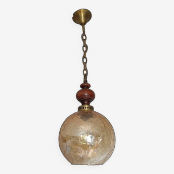 Amber cracked glass pendant light, 60/70