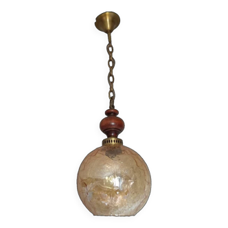 Amber cracked glass pendant light, 60/70