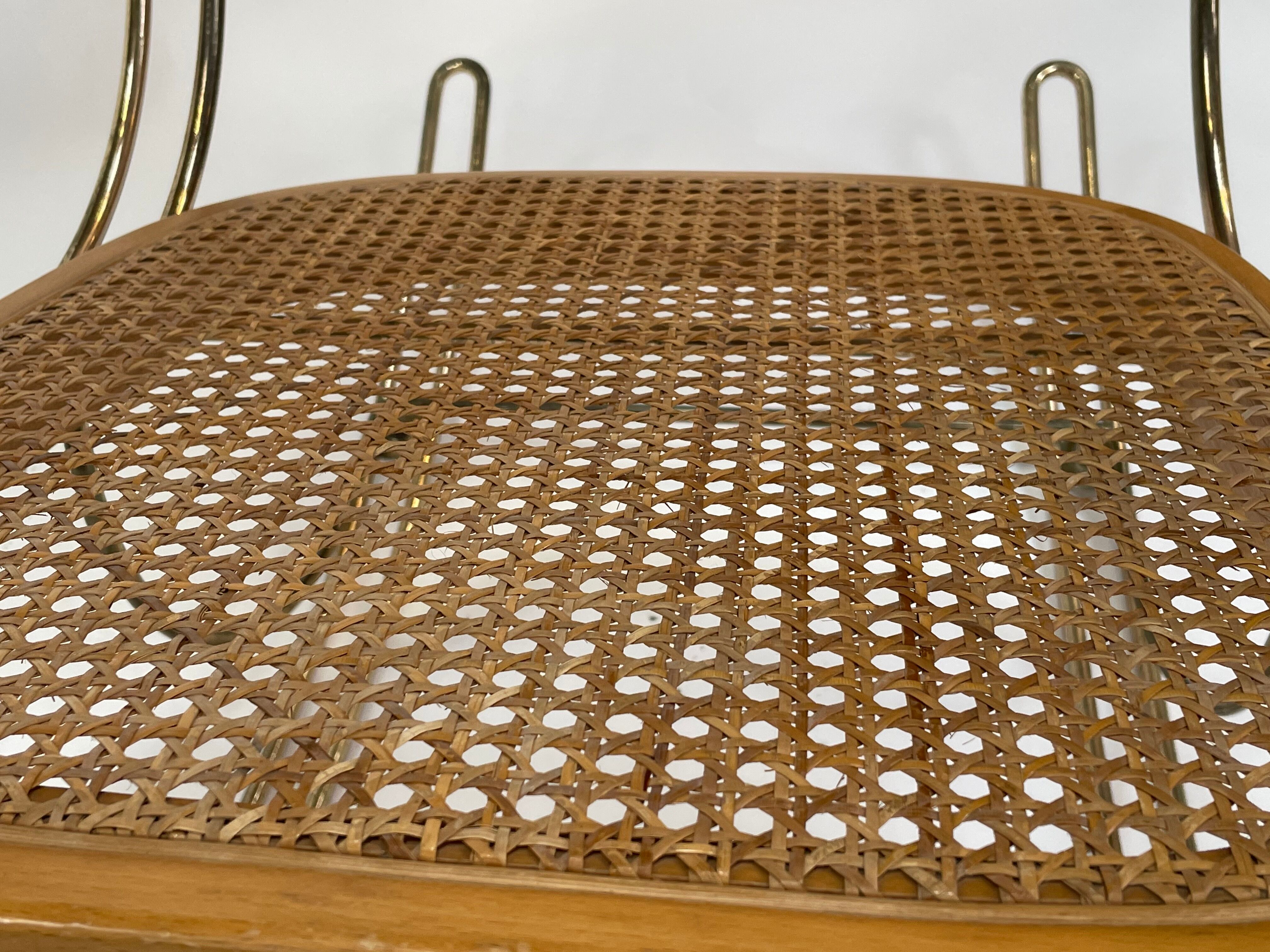 Vintage brass curved wooden rocking chair