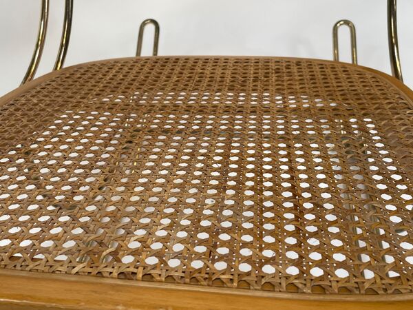 Rocking-chair en bois incurvé en laiton vintage