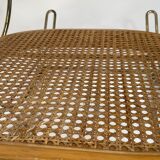 Vintage brass curved wooden rocking chair