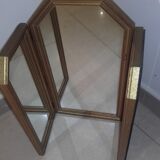 Miroir de table en triptyque français ancien en bois doré